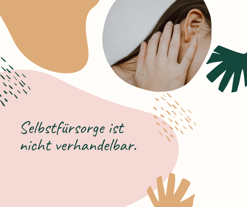 Grafik mit dem Satz „Selbstfürsorge ist nicht verhandelbar.“