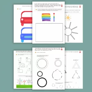 Malvorlagen mit Regenbogen, Sonne und Kreisen