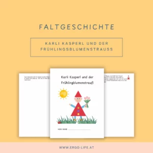 Titelbild „Faltgeschichte – Karli Kasperl und der Frühlingsblumenstrauß“
